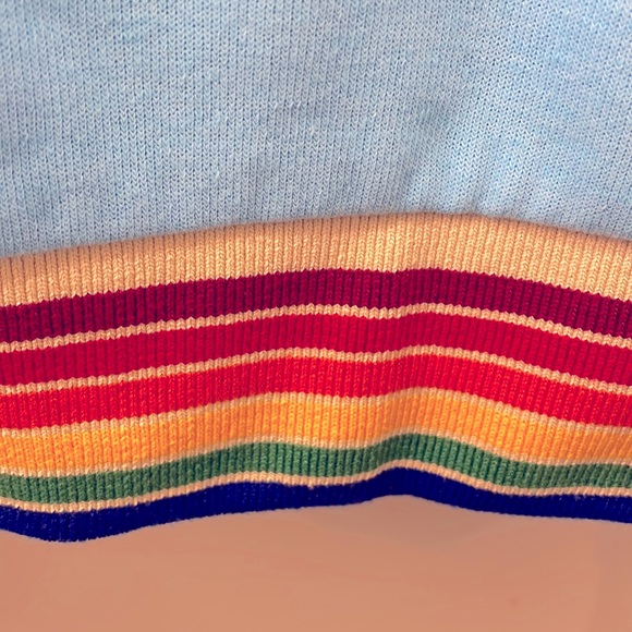 NWT Aviator Nation rainbow rib sky blue zip front hoodie-unisex S - Picture 4 of 7